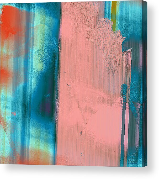 Ebsq Acrylic Print featuring the digital art Aqua Pink Abstract by Dee Flouton