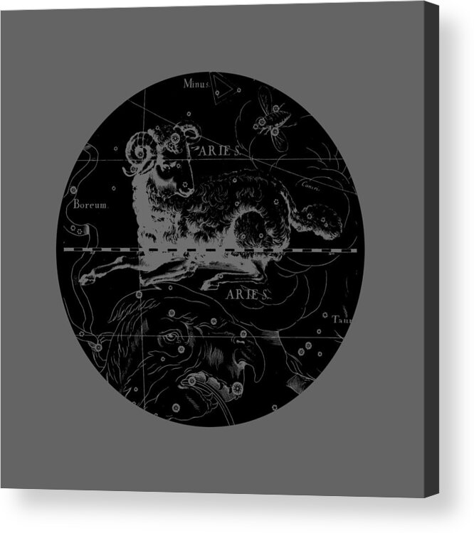 Aries Acrylic Print featuring the digital art Aries Zodiac Sign Hevelius Circa 1690 by Garaga Designs