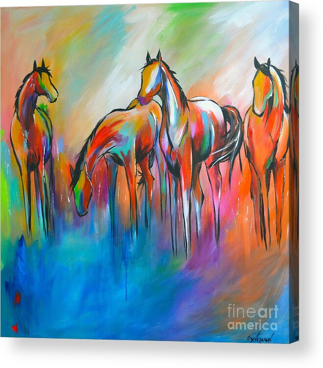 Horse Acrylic Print featuring the painting At the Pond by Cher Devereaux