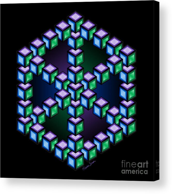 Cube Acrylic Print featuring the digital art Aurelia Cube by Heather Schaefer