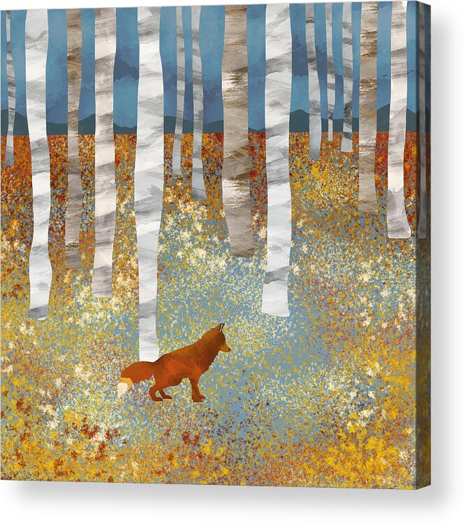 Autumn Acrylic Print featuring the digital art Autumn Fox by Spacefrog Designs