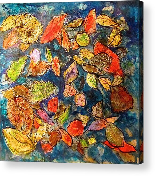 Leaves Acrylic Print featuring the mixed media Autumn Leaves by Barbara O'Toole