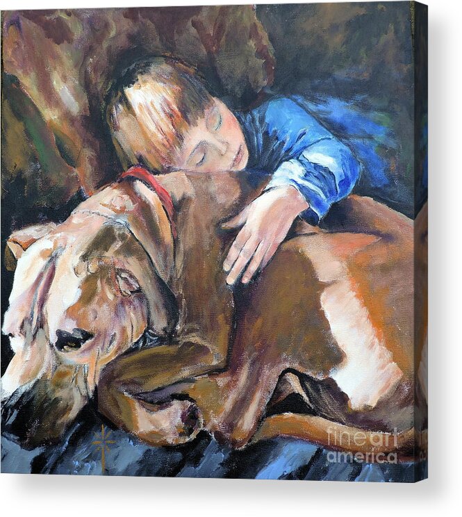 Pet Acrylic Print featuring the painting Ayvre and Jazzy by Jodie Marie Anne Richardson Traugott     aka jm-ART
