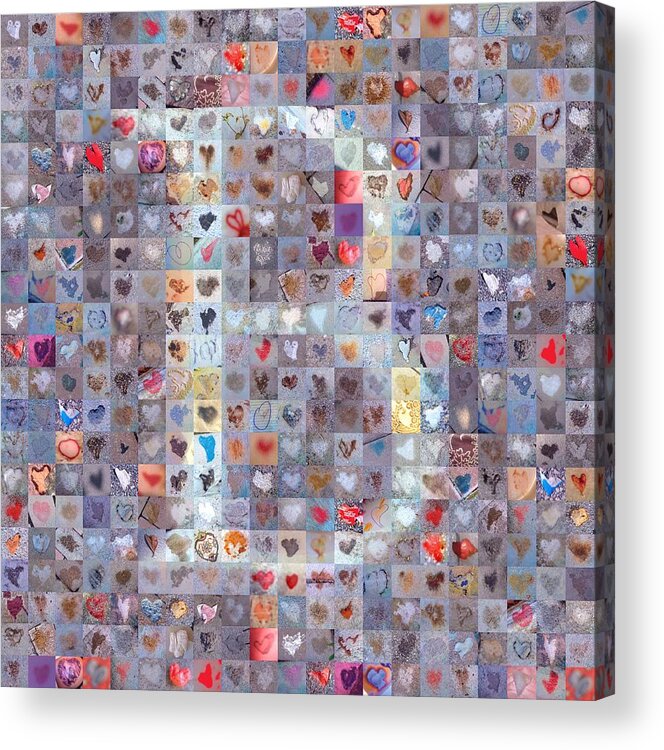 Hearts Acrylic Print featuring the digital art B in Confetti by Boy Sees Hearts