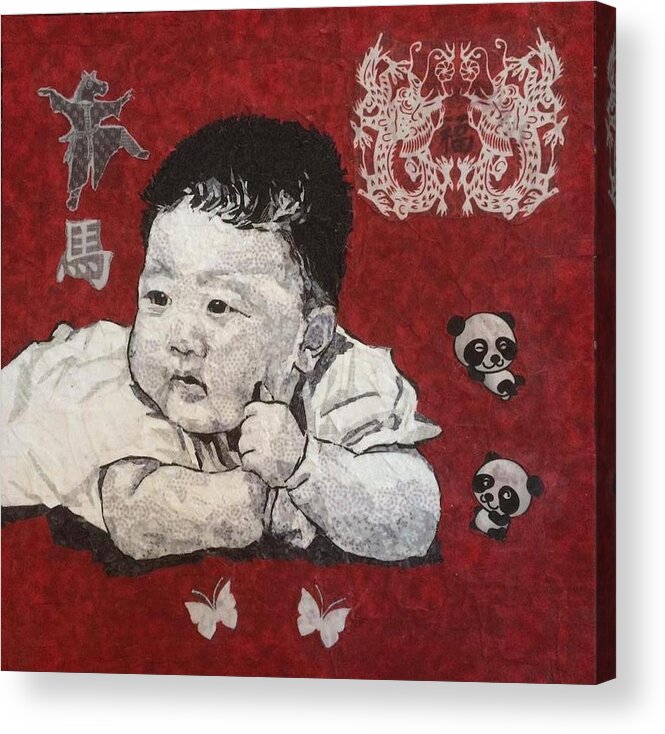 Portrait Acrylic Print featuring the painting Baby by Mihira Karra
