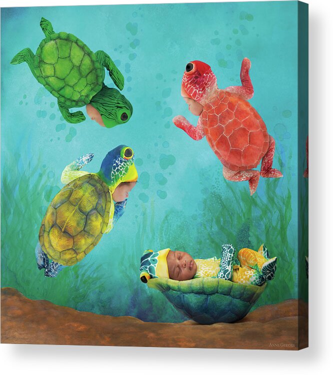 Under The Sea Acrylic Print featuring the photograph Baby Turtles by Anne Geddes