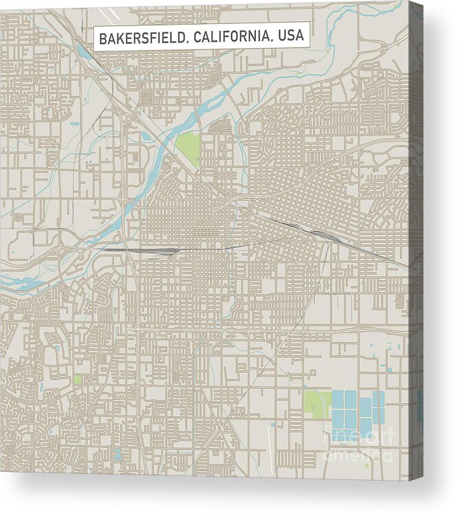 Bakersfield Acrylic Print featuring the digital art Bakersfield California US City Street Map by Frank Ramspott