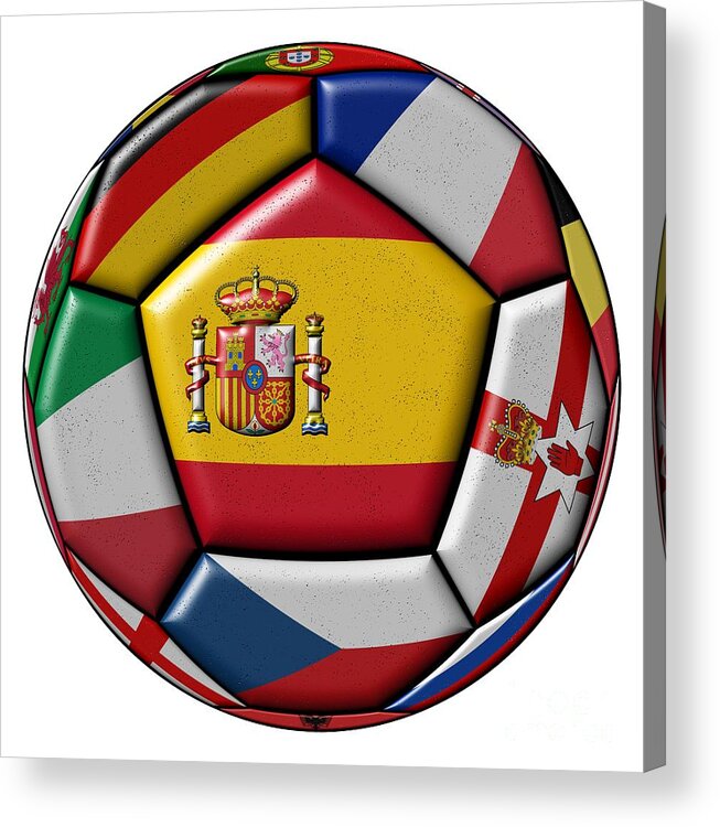 Europe Acrylic Print featuring the digital art Ball with flag of Spain in the center by Michal Boubin