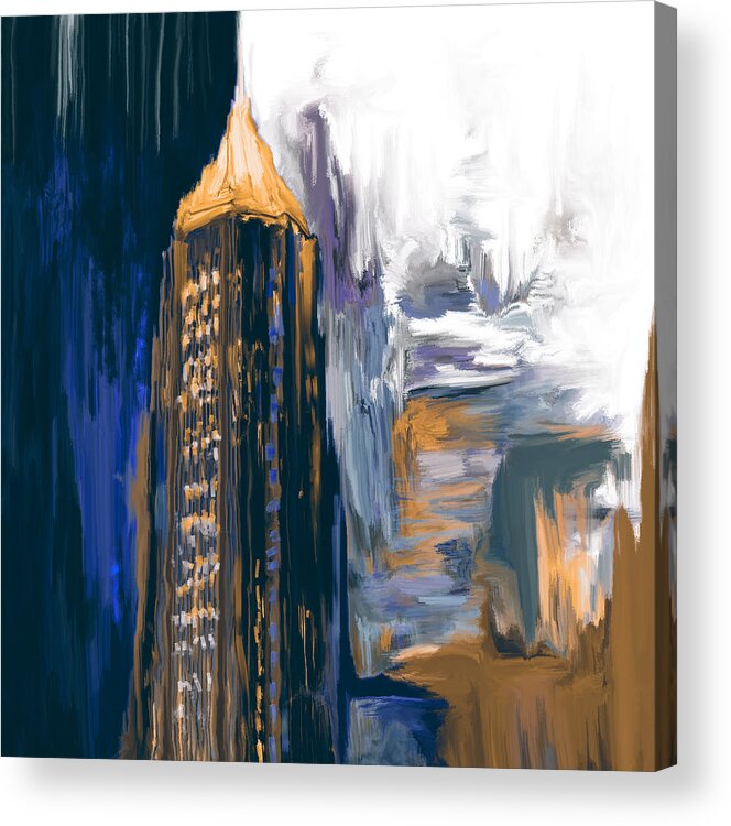 Bank Of America Plaza Acrylic Print featuring the painting Bank of America Plaza 230 3 by Mawra Tahreem