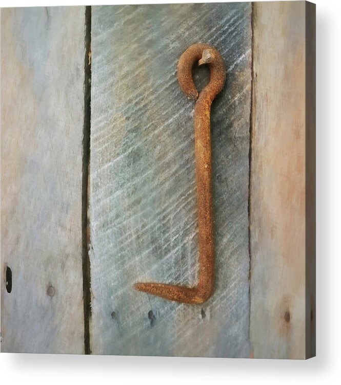 Old Acrylic Print featuring the photograph Barn Door Hook by Lori Deiter