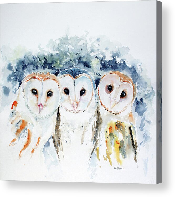 Bird Acrylic Print featuring the painting Barn Owls by Isabel Salvador