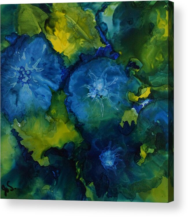Floral Acrylic Print featuring the painting Batchelor Buttons by Jo Smoley