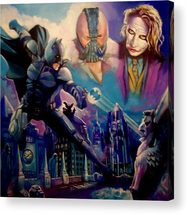 Batman Acrylic Print featuring the painting Batman by Paul Weerasekera