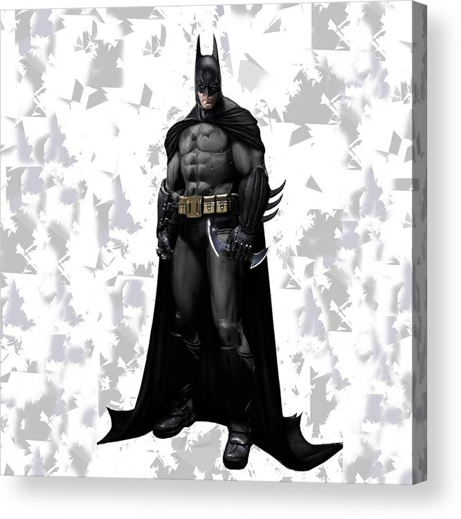 Batman Acrylic Print featuring the mixed media Batman Splash Super Hero Series by Movie Poster Prints