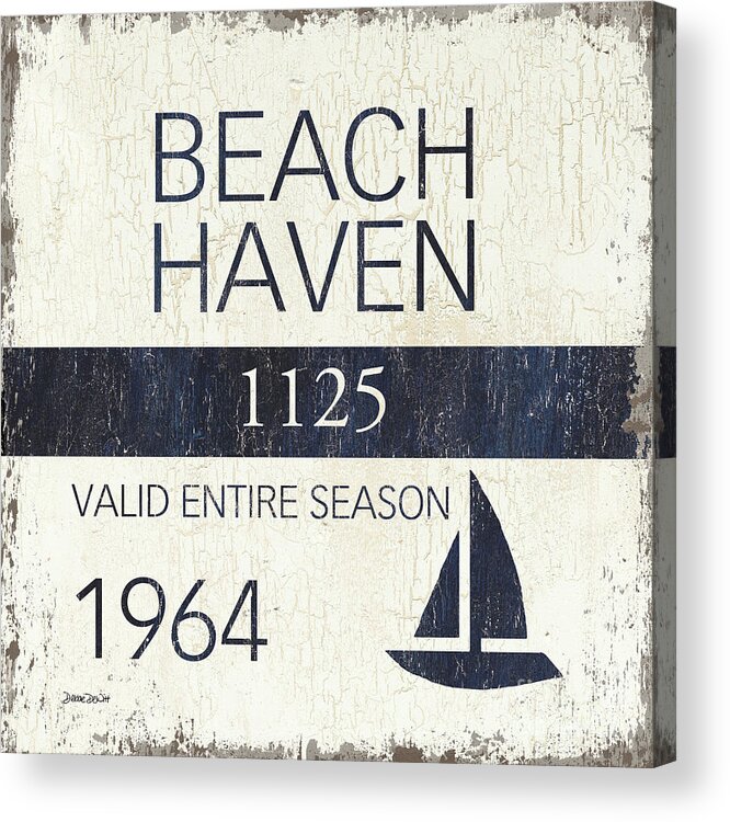 Beach Acrylic Print featuring the painting Beach Badge Beach Haven by Debbie DeWitt