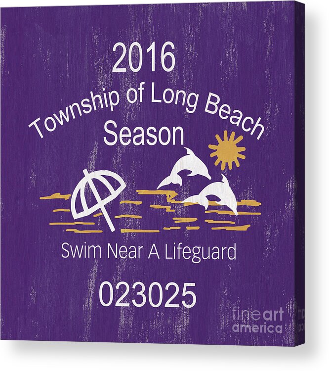 Beach Acrylic Print featuring the painting Beach Badge Long Beach by Debbie DeWitt