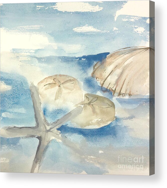 Original Watercolors Acrylic Print featuring the painting Beach Cluster 1 by Chris Paschke