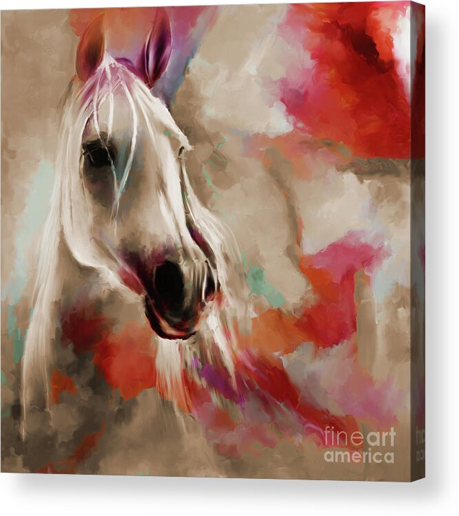 Horses Acrylic Print featuring the painting Beautiful Abstract Horse 03 by Gull G