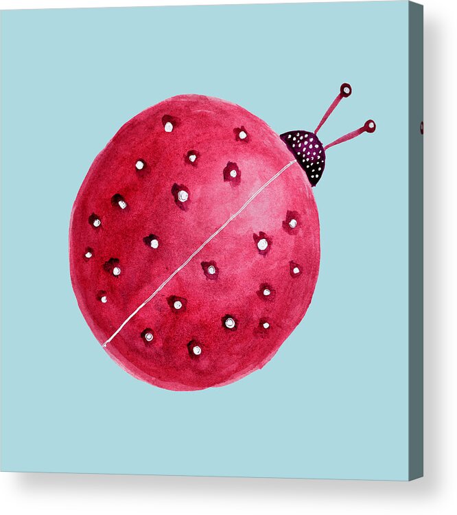 Ladybug Acrylic Print featuring the digital art Beautiful Abstract Watercolor Ladybug by Boriana Giormova