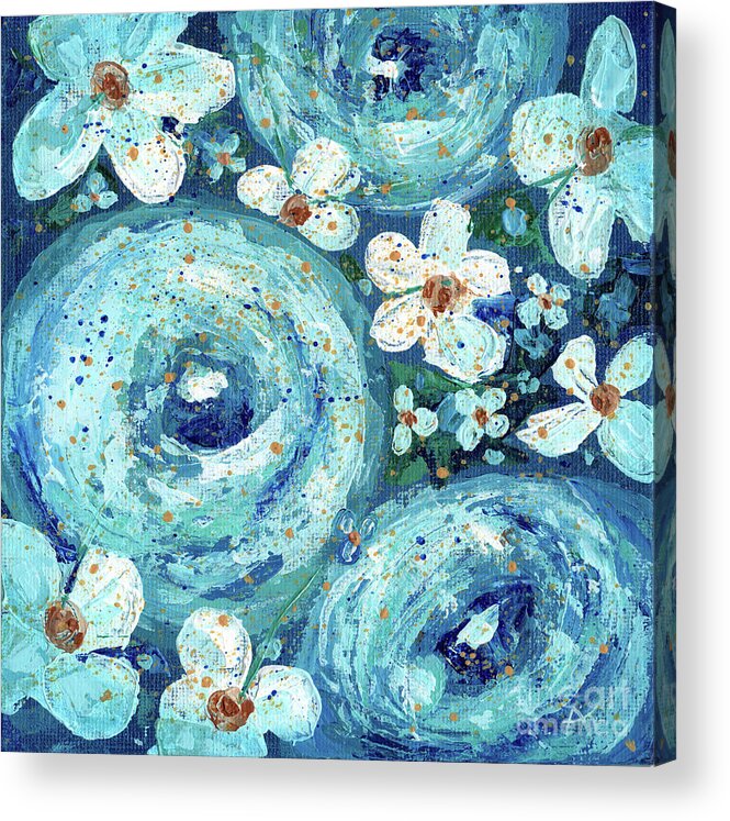Flowers Acrylic Print featuring the painting Beautiful Blues by Annie Troe