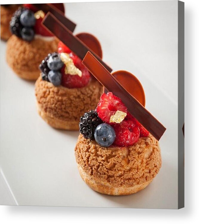 Juansilvaphotosbachour Acrylic Print featuring the photograph Berries And Cream Choux By The Famous by Juan Silva