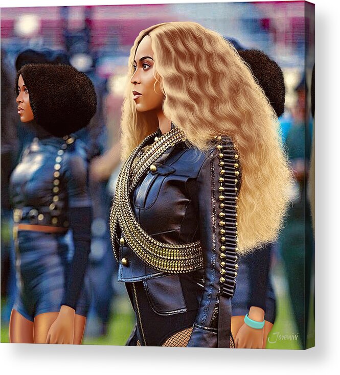 Beyonce Acrylic Print featuring the painting Beyonce Black Panther Drawing by Jovemini J