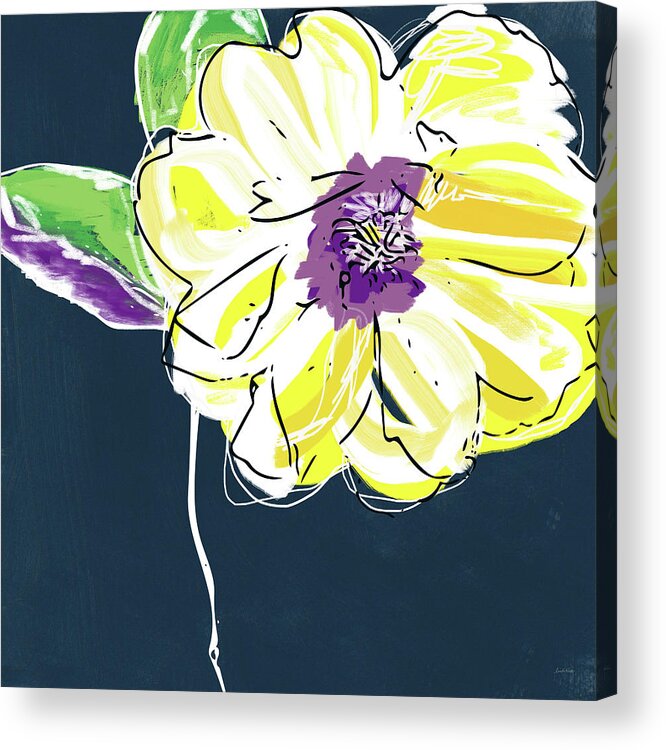 Flower Acrylic Print featuring the mixed media Big Yellow Flower- Art by Linda Woods by Linda Woods