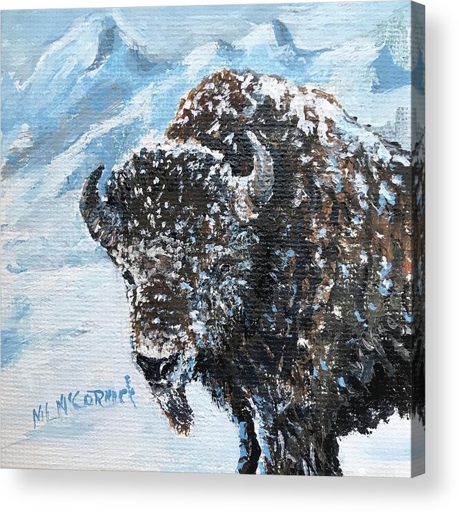 Bison Acrylic Print featuring the painting Bison of the Tetons by ML McCormick
