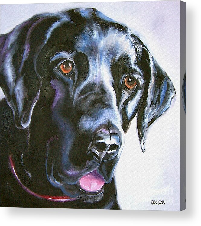 Dogs Acrylic Print featuring the painting Black Lab No Ordinary Love by Susan A Becker