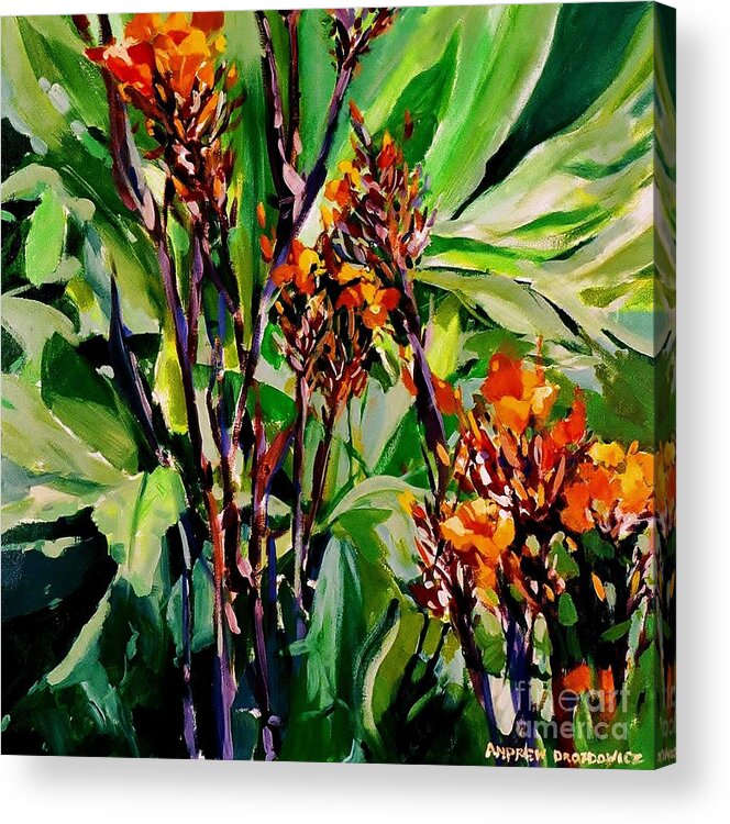 Gardenscape Acrylic Print featuring the painting Blaze by Andrew Drozdowicz