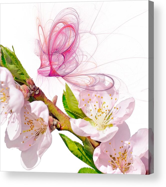 Blossom Acrylic Print featuring the digital art Blossom and Butterflies by Sharon Lisa Clarke