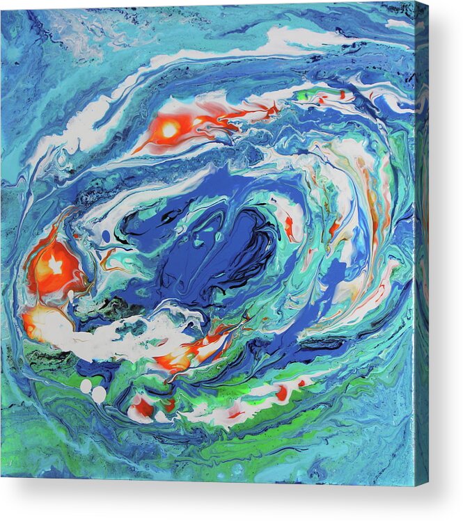 Aqua Acrylic Print featuring the painting Blu 3 by Madeleine Arnett