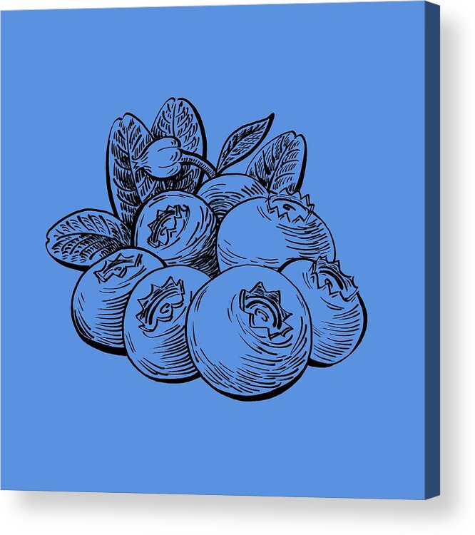 Blueberries Acrylic Print featuring the painting Blueberries Group by Irina Sztukowski