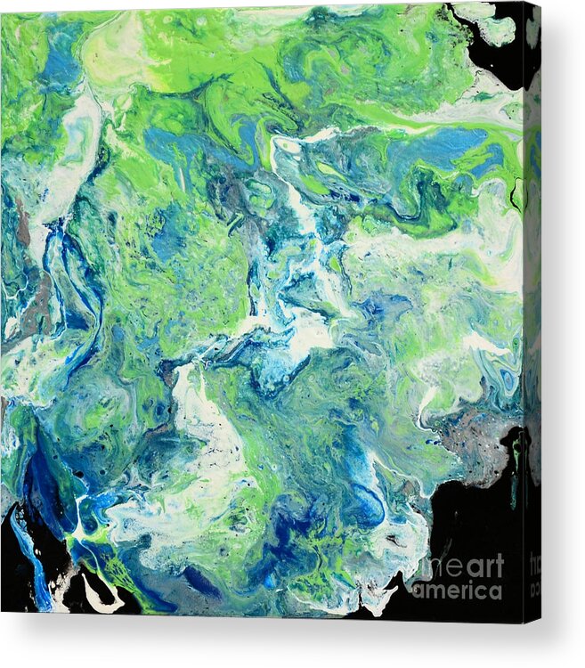 Green Acrylic Print featuring the painting Blue and Green Vibrations by Shelly Tschupp