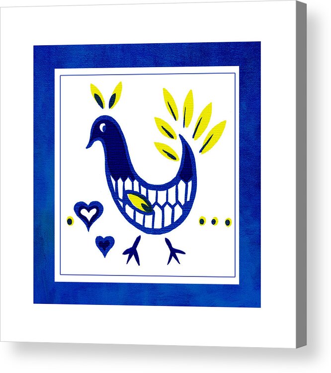 Digital Illustration Acrylic Print featuring the drawing Blue Bird No1 by Bonnie Bruno