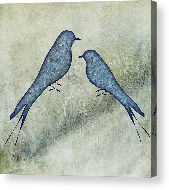 Blue Birds Acrylic Print featuring the painting Blue Birds 5 by Movie Poster Prints