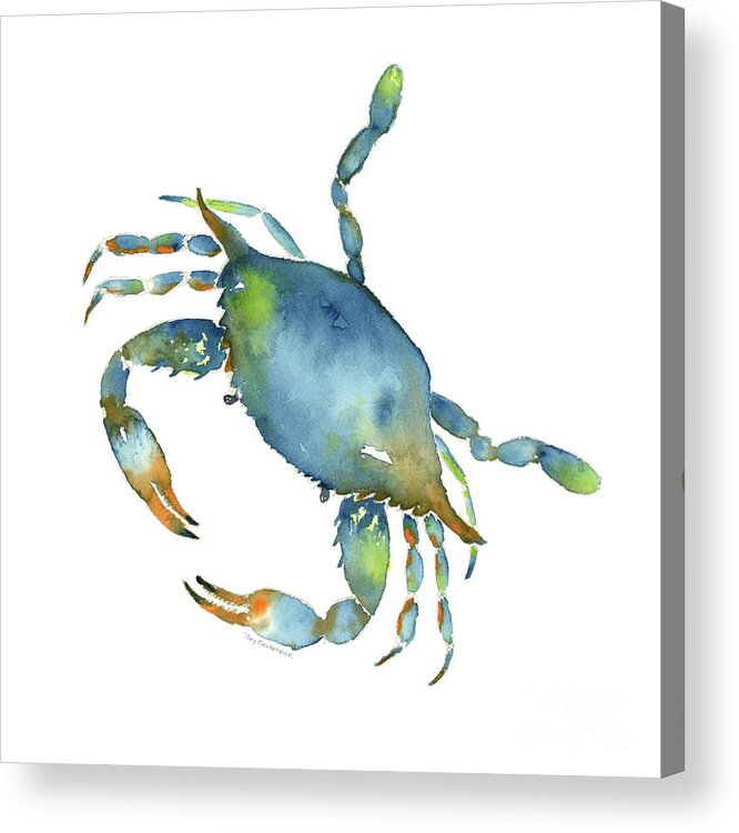 Crab Painting Acrylic Print featuring the painting Blue Crab by Amy Kirkpatrick