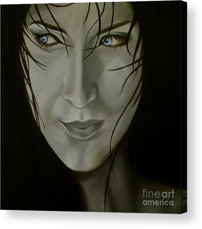 Girl Acrylic Print featuring the painting Blue-eyed girl by Jindra Noewi