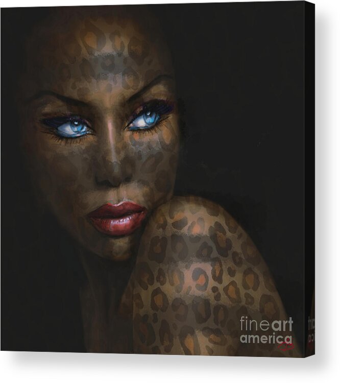 Portrait Acrylic Print featuring the painting Blue Eyes Wild 2 by Angie Braun