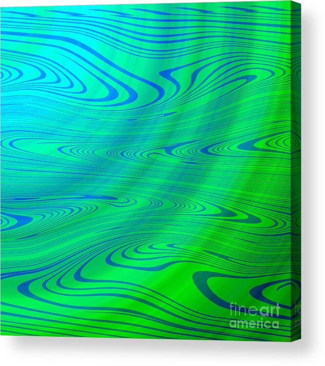 Abstract Acrylic Print featuring the digital art Blue Green Distort Abstract by Susan Stevenson