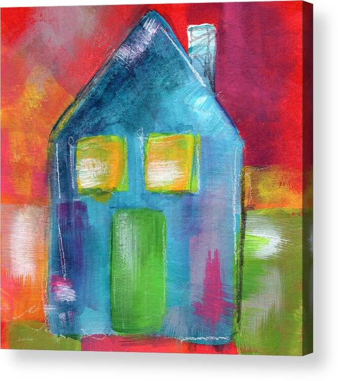 House Acrylic Print featuring the painting Blue House- Art by Linda Woods by Linda Woods