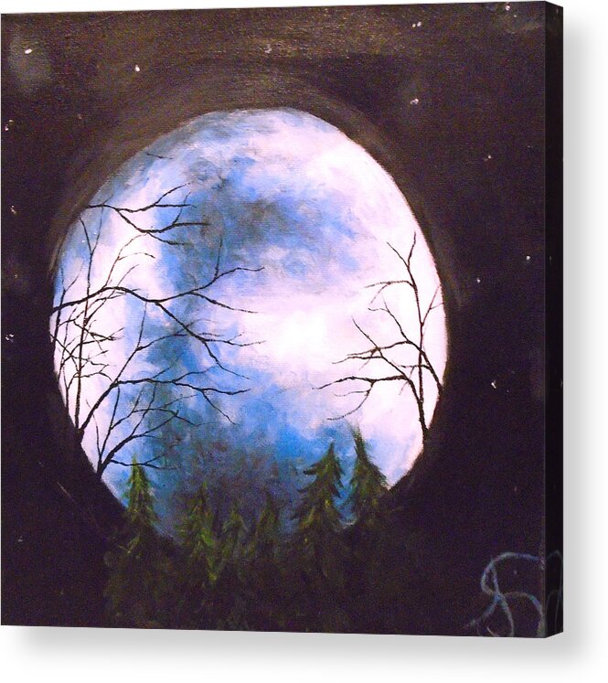 Full Moon Acrylic Print featuring the painting Blue Moon by Jen Shearer