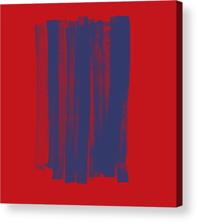 Red Acrylic Print featuring the painting Blue on Red by Julie Niemela