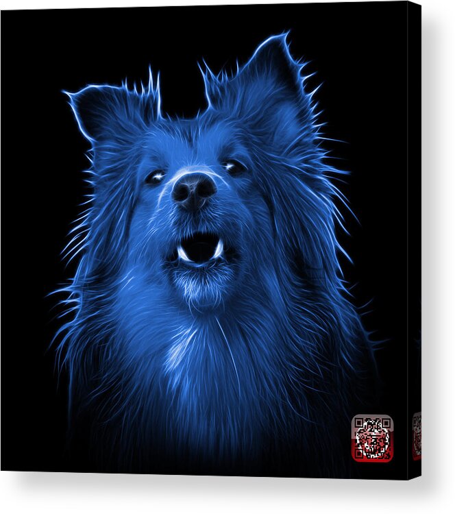 Sheltie Acrylic Print featuring the painting Blue Sheltie Dog Art 0207 - BB by James Ahn