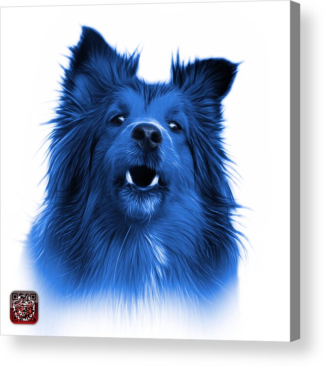 Sheltie Acrylic Print featuring the painting Blue Sheltie Dog Art 0207 - WB by James Ahn