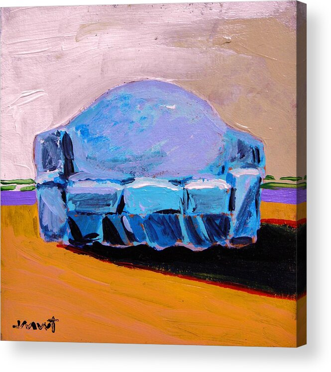 Sofa Acrylic Print featuring the painting Blue Slipcover by John Williams