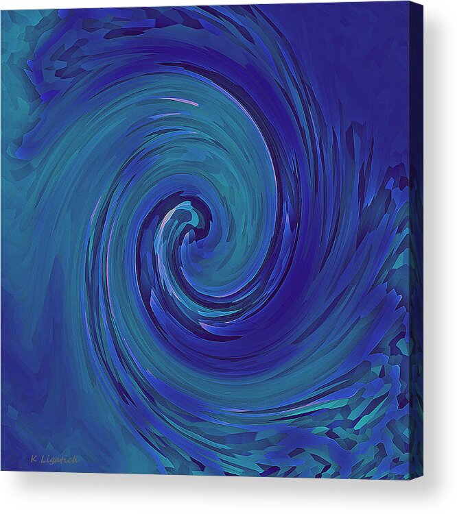 Abstract Acrylic Print featuring the digital art Blue Wave by Kerri Ligatich
