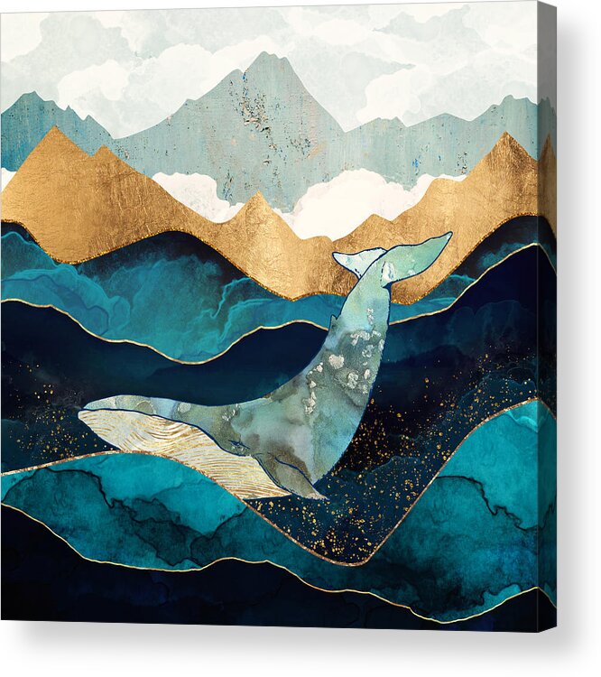 Digital Acrylic Print featuring the digital art Blue Whale by Spacefrog Designs