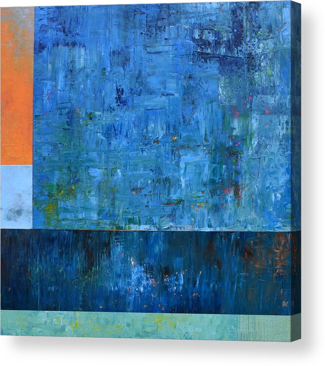 Monochromatic Acrylic Print featuring the painting Blue with Orange by Michelle Calkins