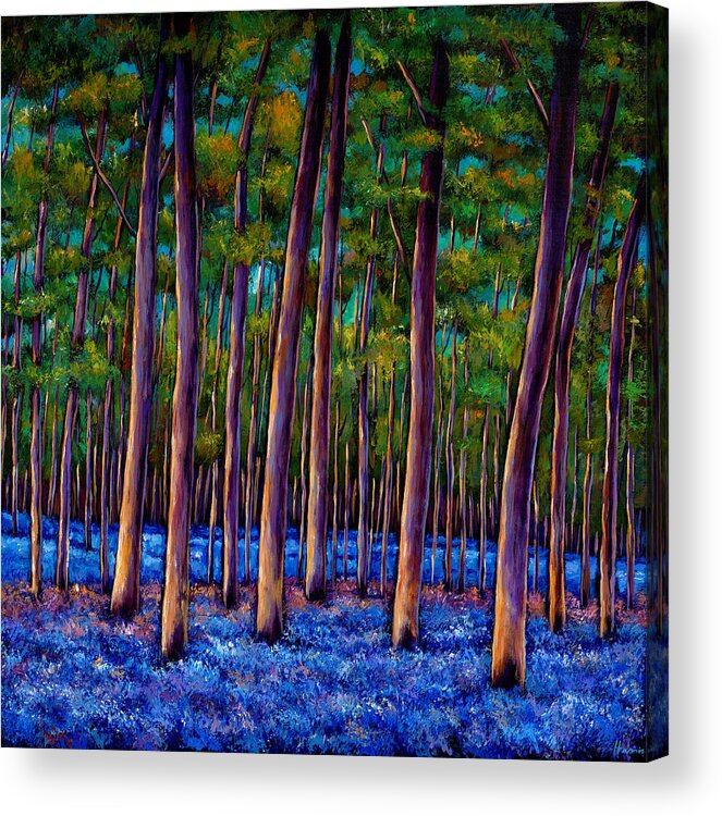 Landscape Acrylic Print featuring the painting Bluebell Wood by Johnathan Harris